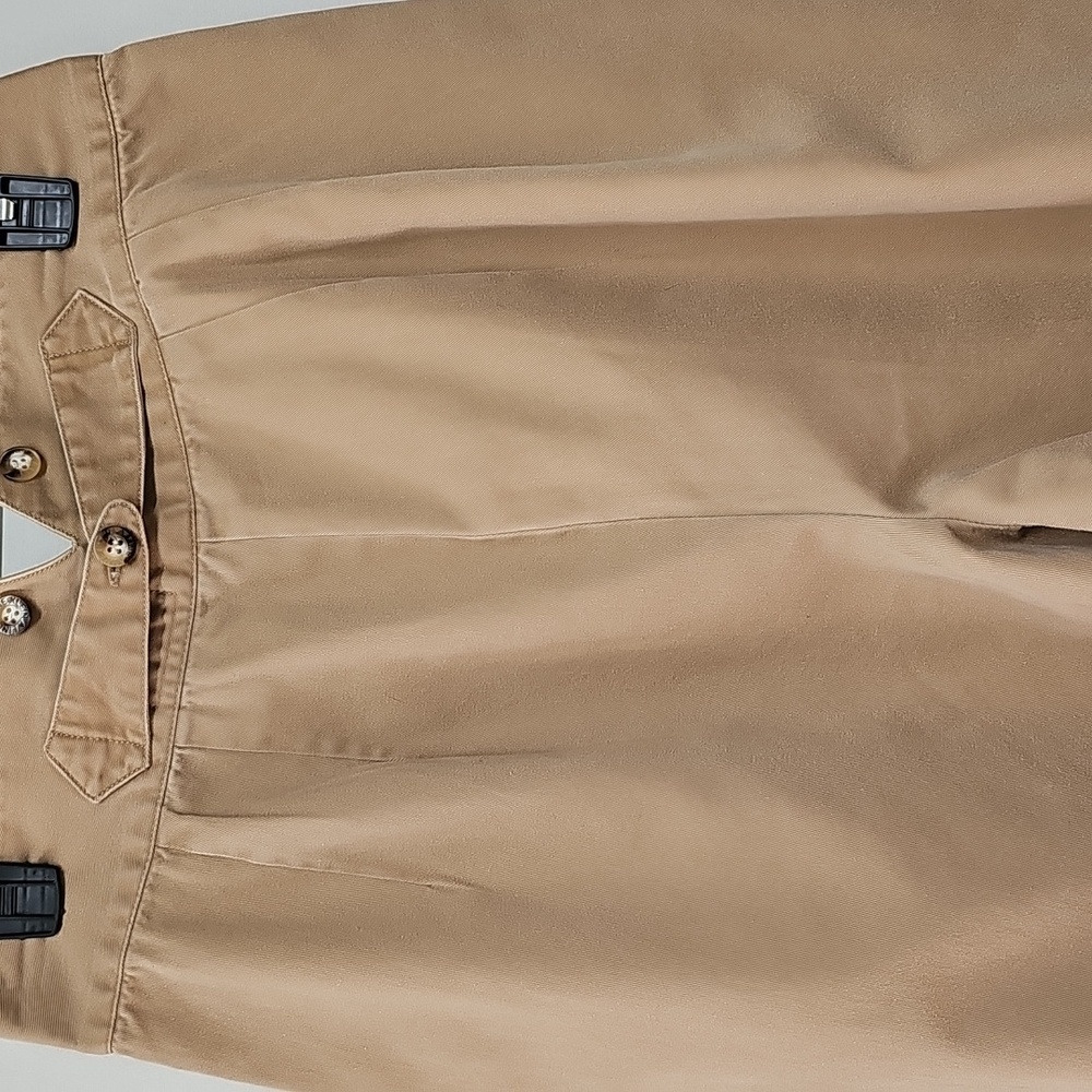 90s Anne Klein A-Line, High Waist Pleat Front Khaki Chinos, New, Sz 12 - Picture 7 of 13